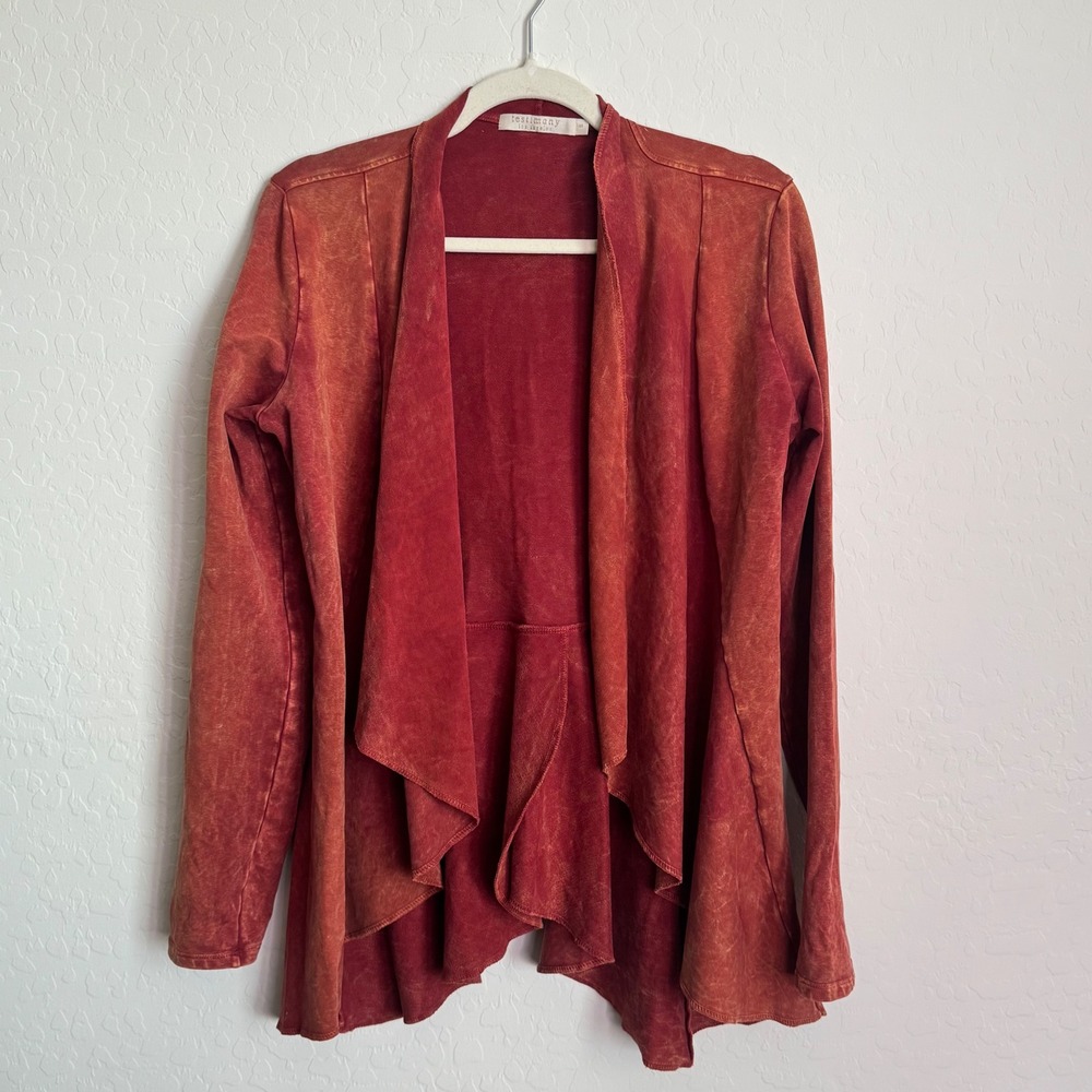 Testimony Los Angeles Rust‎ Mineral Wash French Terry Waterfall Cardigan Small